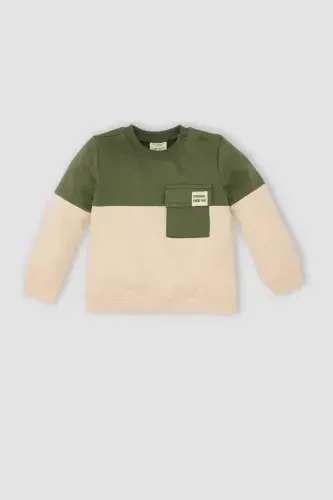 Boy Baby Bicycle Crew Neck Color Block Soft Fleece Sweatshirt A9753a524wn - 1