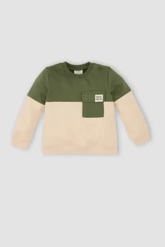 Boy Baby Bicycle Crew Neck Color Block Soft Fleece Sweatshirt A9753a524wn - 1