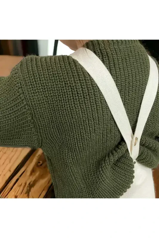 Boy Baby-boy /girl Baby-girl Crew Neck Oversize Knitted Sweater-Khaki - 1