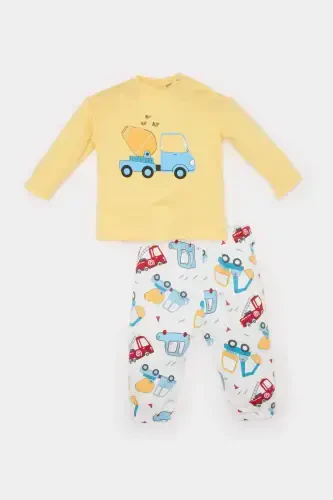 Boy Baby Car Print 2-Piece Set Long Sleeve Waffle T-Shirt Elastic Waist Bottom E2396a525sp - 1