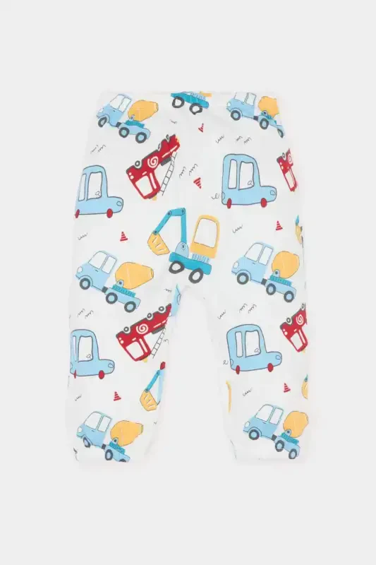 Boy Baby Car Print 2-Piece Set Long Sleeve Waffle T-Shirt Elastic Waist Bottom E2396a525sp - 2