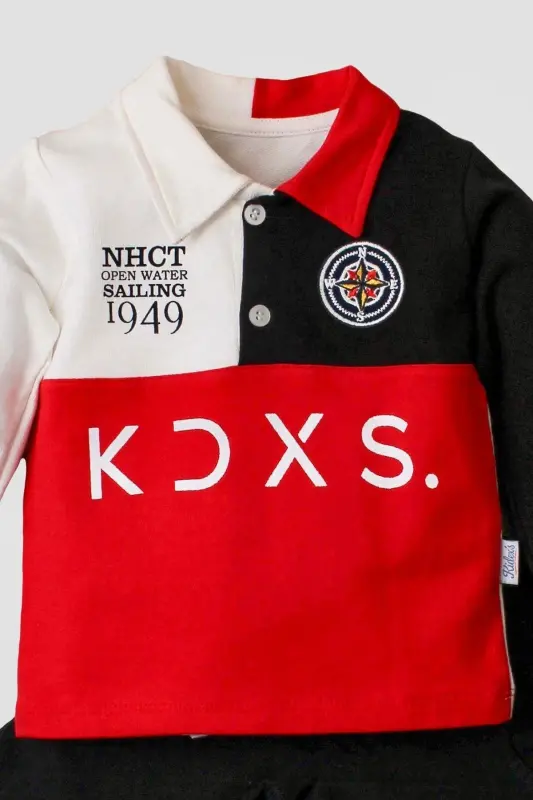 Boy Baby Cotton Polo Suit Pants Top Two Piece Set Wedding Birthday Engagement Marriage Feast-Red - 2