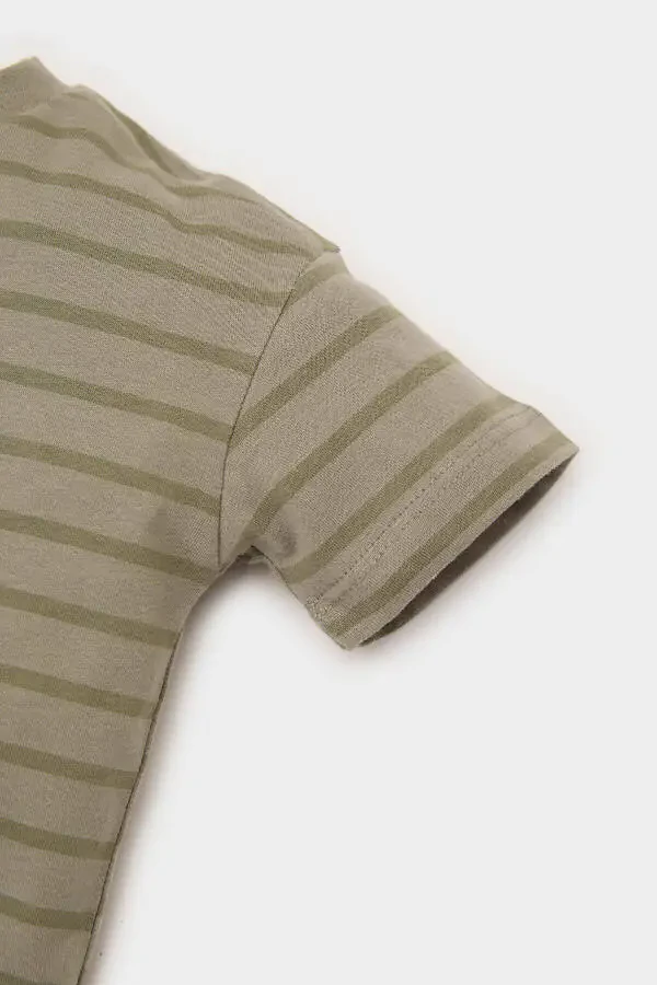 Boy Baby Crew Neck Striped Short Sleeve T-Shirt - 3