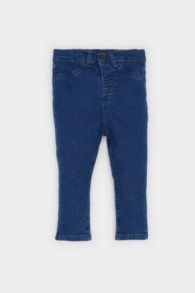 Boy Baby Elastic Waist Straight Leg Basic Plain Jean Pants-Mint Blue - 4