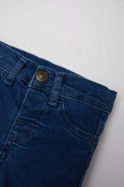 Boy Baby Elastic Waist Straight Leg Basic Plain Jean Pants-Mint Blue - 5