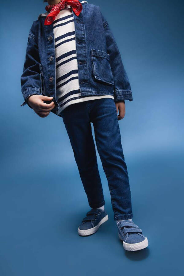 Boy Baby Elastic Waist Straight Leg Basic Plain Jean Pants-Mint Blue - 3