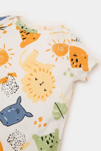 Boy Baby Newborn Animal Print Cotton Short-Sleeve Romper E4012A525SM - DEFACTO (1)