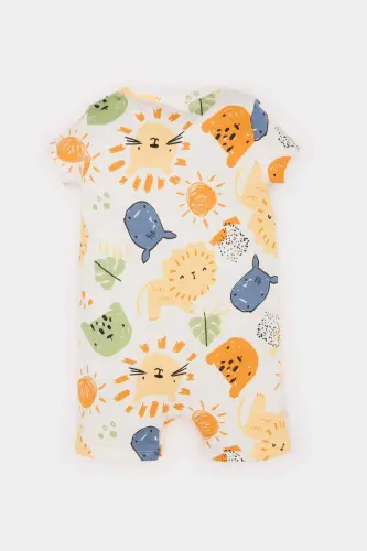 Boy Baby Newborn Animal Print Cotton Short-Sleeve Romper E4012A525SM - 4