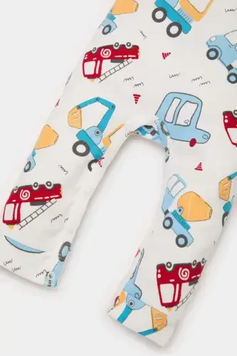 Boy Baby Newborn Vehicle Print Long Sleeve Waffle Romper E2395A525SP - 4