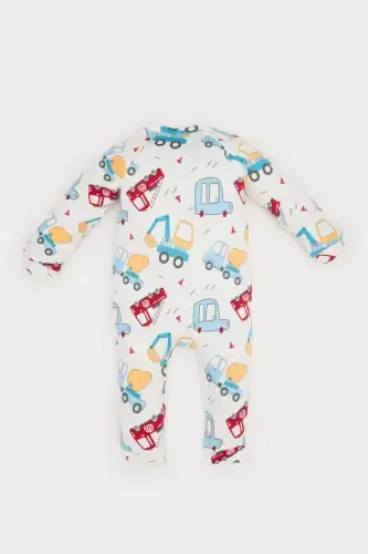 Boy Baby Newborn Vehicle Print Long Sleeve Waffle Romper E2395A525SP - 5
