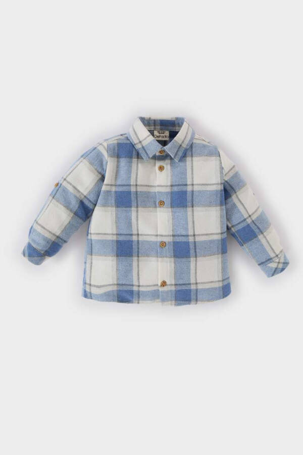 Baby Boy Plaid Flannel Long Sleeve Shirt-Blue - 1