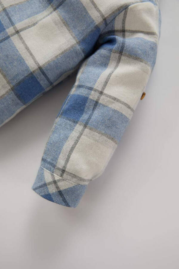 Baby Boy Plaid Flannel Long Sleeve Shirt-Blue - 3