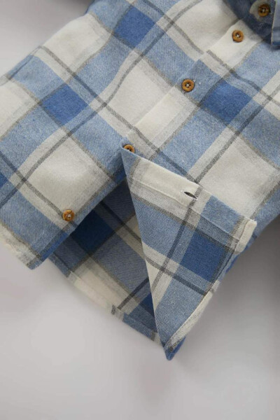 Baby Boy Plaid Flannel Long Sleeve Shirt-Blue - 4