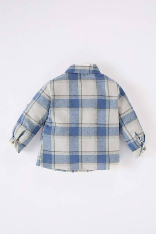 Baby Boy Plaid Flannel Long Sleeve Shirt-Blue - 5