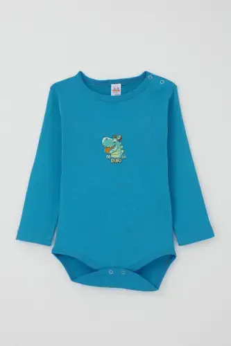 Boy Baby Snap Bodysuit Happy Dinosaur Print - 1