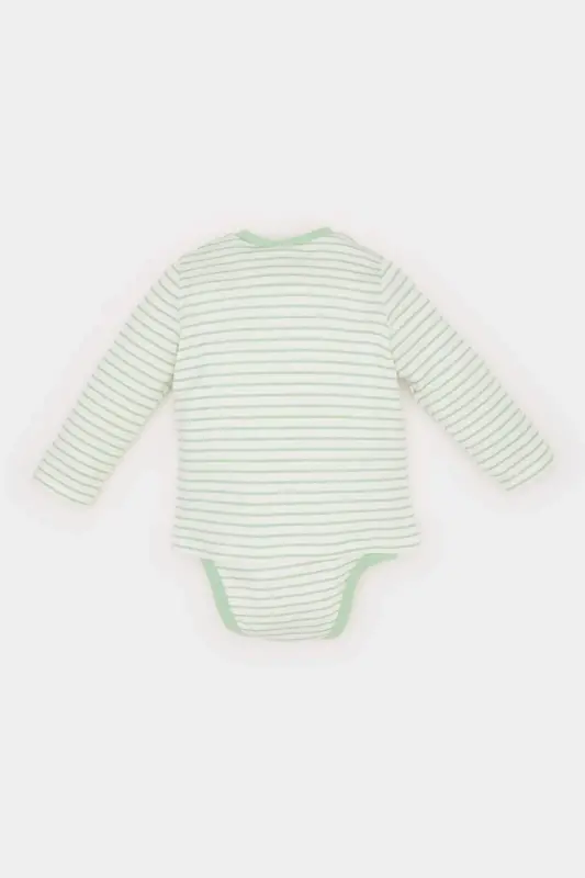 Boy E2456A525SP, Newborn Baby Boy Long Sleeve Snap Button Bodysuit with Vehicle Print on Bicycle Collar - 4