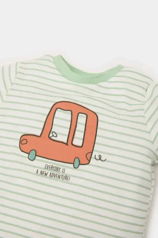 Boy E2456A525SP, Newborn Baby Boy Long Sleeve Snap Button Bodysuit with Vehicle Print on Bicycle Collar - 2