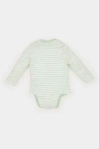 Boy E2456A525SP, Newborn Baby Boy Long Sleeve Snap Button Bodysuit with Vehicle Print on Bicycle Collar - 4