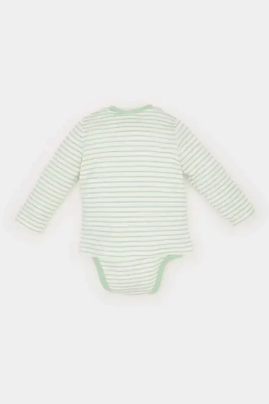 Boy E2456A525SP, Newborn Baby Boy Long Sleeve Snap Button Bodysuit with Vehicle Print on Bicycle Collar - 4