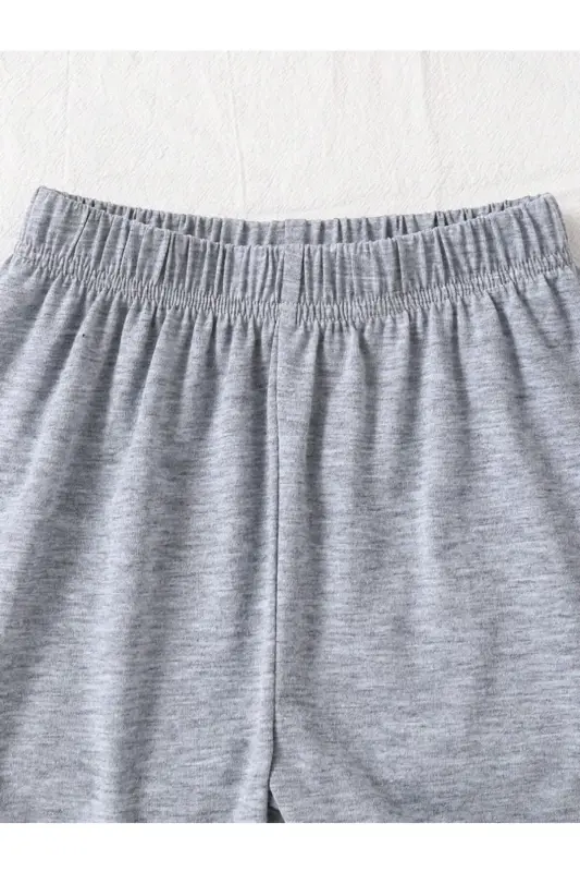 Boy-Girl Child NewYork Cool Bear Printed Knitted Shorts T-Shirt Set-Gray - 3