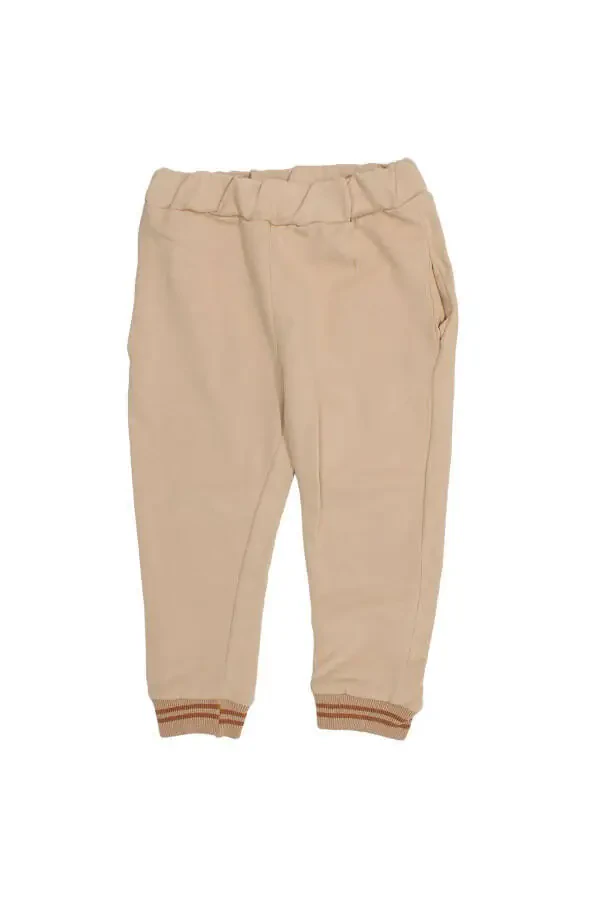 Boy Kids Coffee Beige E Embroidered Varsity Cardigan 3-Piece Set - 4