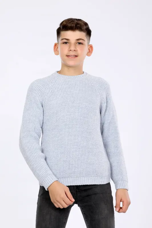 Boy Kids Regular Fit Basic Knitwear Sweater (4-13) Years - BABY BLUE - 1
