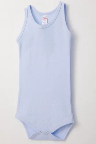 Boy, Snap Button Romper Bodysuit, Jacquard, 9 Months-3 Years, Light Blue - 3