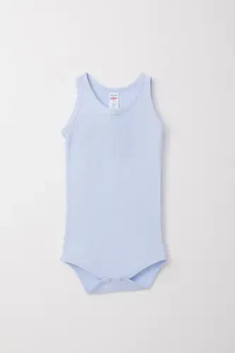 Boy, Snap Button Romper Bodysuit, Jacquard, 9 Months-3 Years, Light Blue - 1
