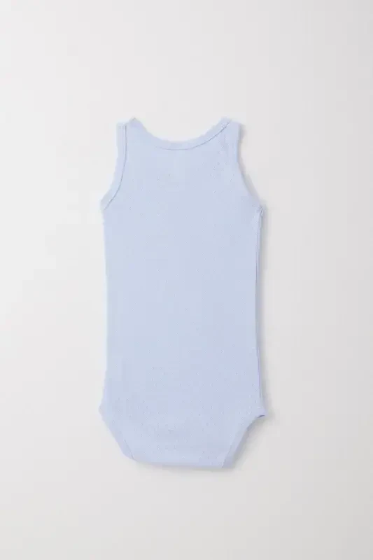 Boy, Snap Button Romper Bodysuit, Jacquard, 9 Months-3 Years, Light Blue - 2