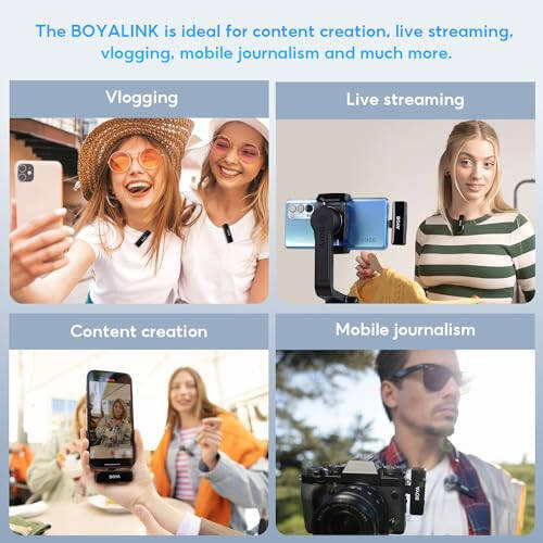 BOYA BOYALINK Wireless Lavalier Microphone for iPhone Android Camera Vlogging, All-in-One Lapel Dual Mic System & Lightning & USB-C Inputs & Battery Case for Smartphones DSLR YouTube Facebook Live - 11