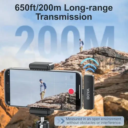BOYA BY-V4D Simsiz Lavaliere Mikrofoni iPhone va iPad uchun, Zaryadlash qutisi bilan, 18 soat batareya quvvati, 650 fut masofa, Video yozish, intervyu, Vlog uchun 4 kanalli yo'naltiruvchi shovqinni bosuvchi lapel mikrofonlari. - 4