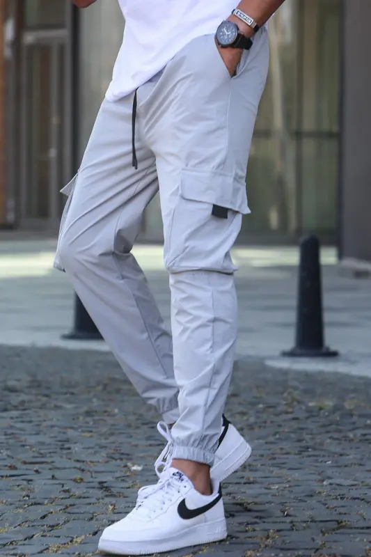 Boyalı Gri Kargo Cep Erkek Jogger Pantolon 5461 - Boyalı Gri - 2
