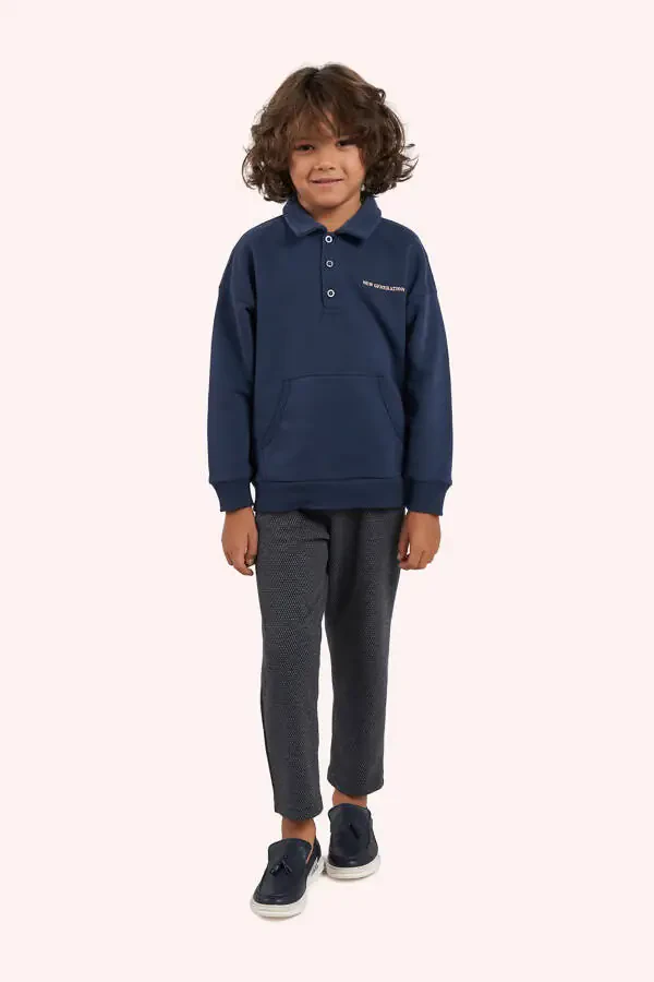 Boyed's Collar Navy Sweatshirt-002 - 1