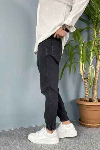 Boyfriend Jogger Kot Pantolon Paçası Lastikli-Antrasit - ALIŞVERIŞ SOKAĞI (1)