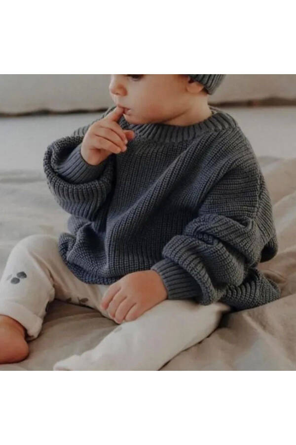 Boy/Girl Baby-Kid Bike Collar Oversize Knit Sweater - 1