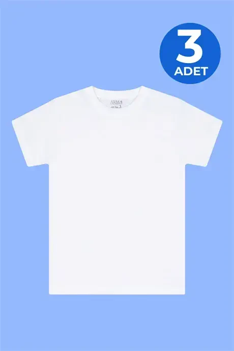 Boys' 100% Cotton Crew Neck Undershirt 3-Pack White - 2