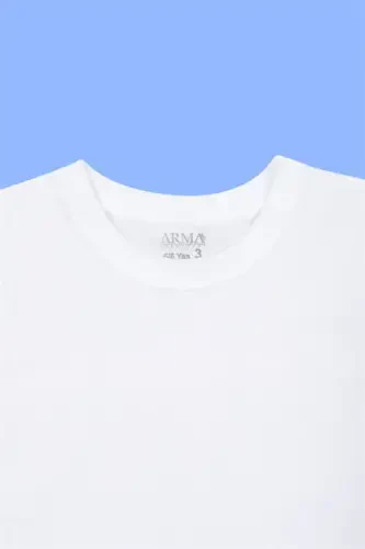 Boys' 100% Cotton Crew Neck Undershirt 3-Pack White - 4