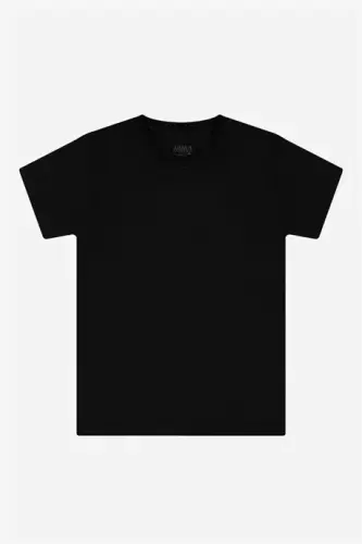 Boys' 100% Cotton Crew Neck Undershirts 3-Pack Black - BÜYÜKBEDENIZ (1)