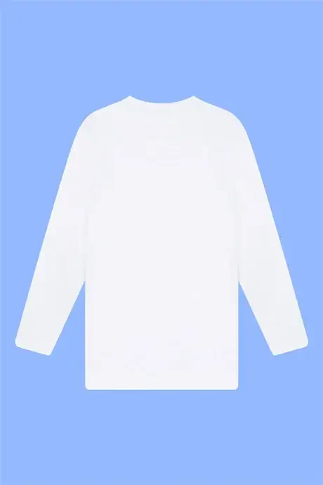 Boys' 2-pack white long-sleeve crew neck undershirts, 100% cotton. - 2