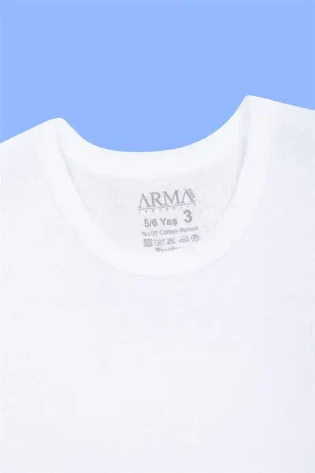 Boys' 2-pack white long-sleeve crew neck undershirts, 100% cotton. - 4