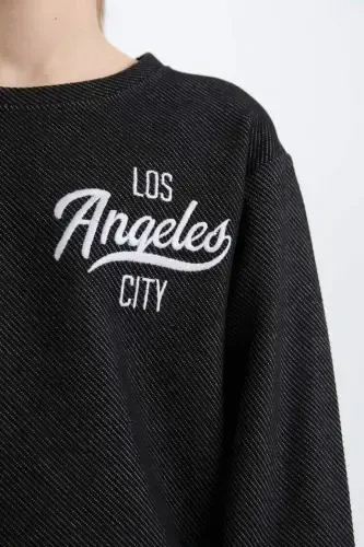 Boy's 2-Piece Set Printed Sweatshirt Elastic Waist Tracksuit Bottom-Black - 4