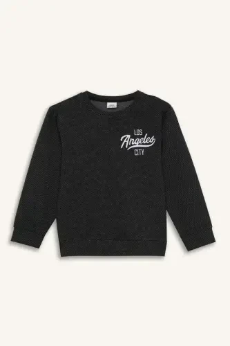 Boy's 2-Piece Set Printed Sweatshirt Elastic Waist Tracksuit Bottom-Black - 7