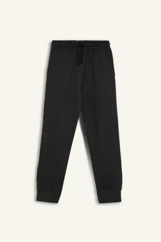 Boy's 2-Piece Set Printed Sweatshirt Elastic Waist Tracksuit Bottom-Black - 8