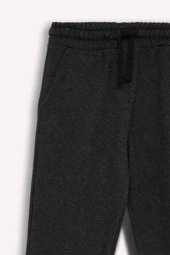 Boy's 2-Piece Set Printed Sweatshirt Elastic Waist Tracksuit Bottom-Black - 10