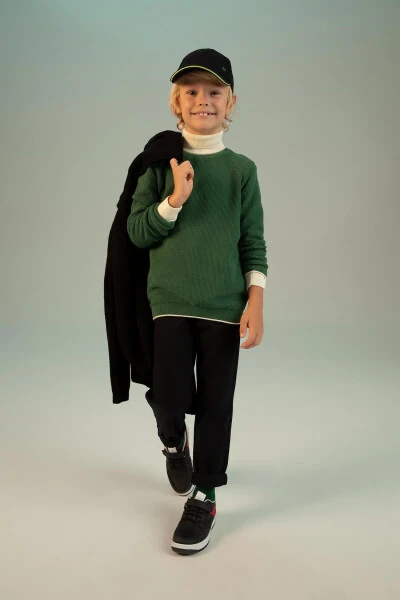 Boys' Anthracite Gabardine School Trousers - DEFACTO (1)