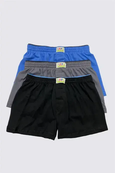 Boy's Assorted Color Terry Cloth Boxer Briefs 3-Pack 100% Cotton - 1