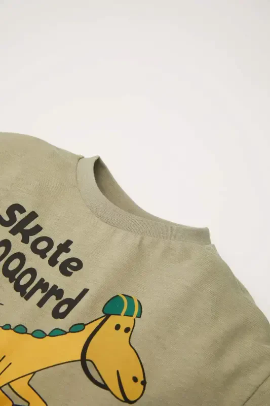 Boy's Baby Bicycle Collar Dinosaur Printed Long Sleeve - 2