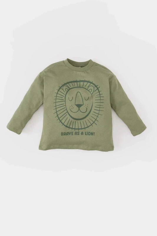 Boys Baby Bicycle Collar Lion Printed Long Sleeve - DEFACTO