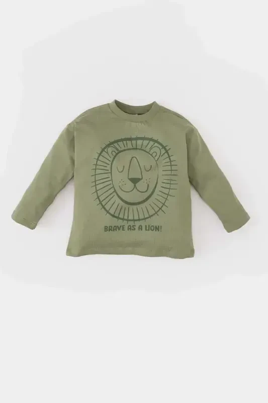 Boys Baby Bicycle Collar Lion Printed Long Sleeve - 1