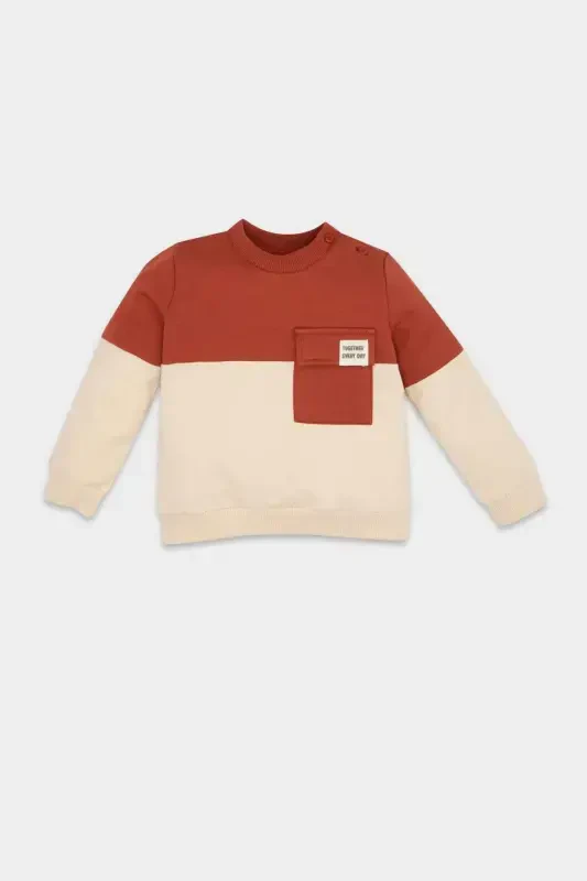 Boys Baby Bicycle Crew Neck Color Block Soft Fleece Sweatshirt D6230a5ns - DEFACTO